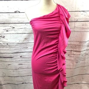 RALPH LAUREN Black Label Ruffle One Shoulder Dress